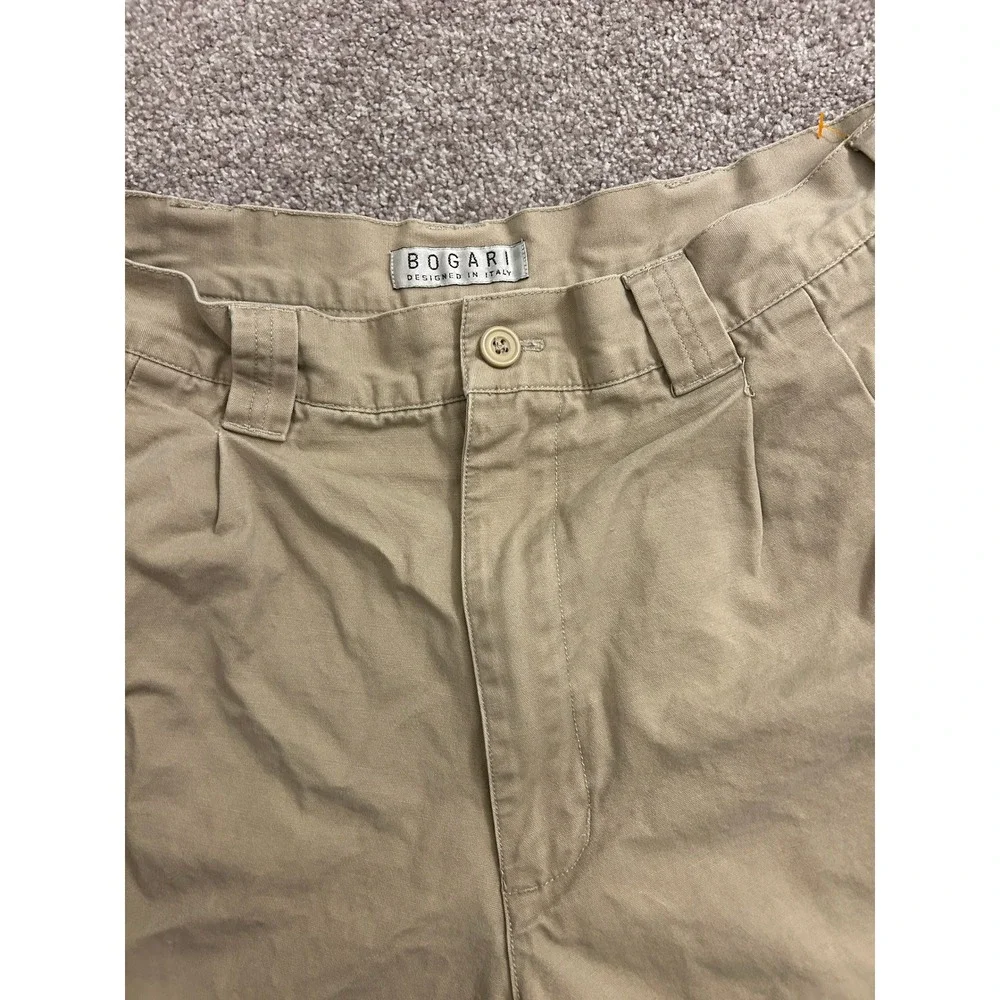 VTG Bogari Chino Shorts Mens 34 Khaki Tan Excellent Pleated Cotton Canvas Italy